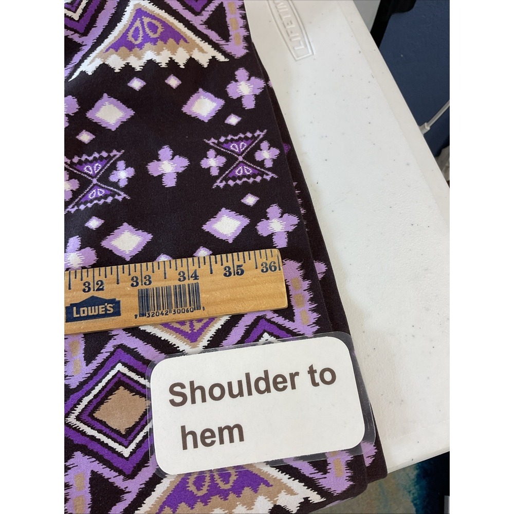 Tory Burch Dress sz 8 Purple Brown Ikat Tribal Print Cotton Caftan Tunic Boho - Picture 9 of 10